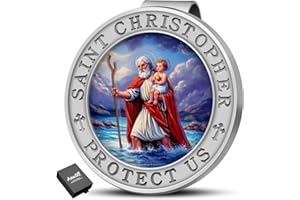 Anwlki Saint Christopher Medal for Car, Colorful 3D Relief St Christopher Visor Clip Bless Driving Safety Religious Gift for Parent, Family, Friend, Driver (1)
