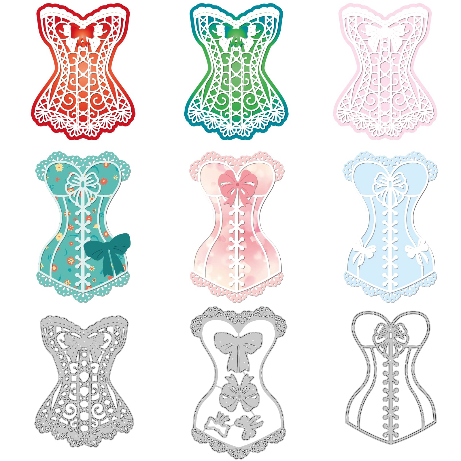 BENECREAT Clothes Pattern Carbon Steel Cutting Dies Stencils, Corset Layering Metal Cutting Dies Stencils for DIY Scrapbooking, Photo Album, Decorative Embossing Paper Card