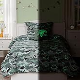 Kaleido Space Twin Comforter Set for Boys-3 Pieces Glow in The Dark Dinosaur Twin XL Bedding Set with 1 Comforter, 1 Decor Pillow, 1 Pillow Sham