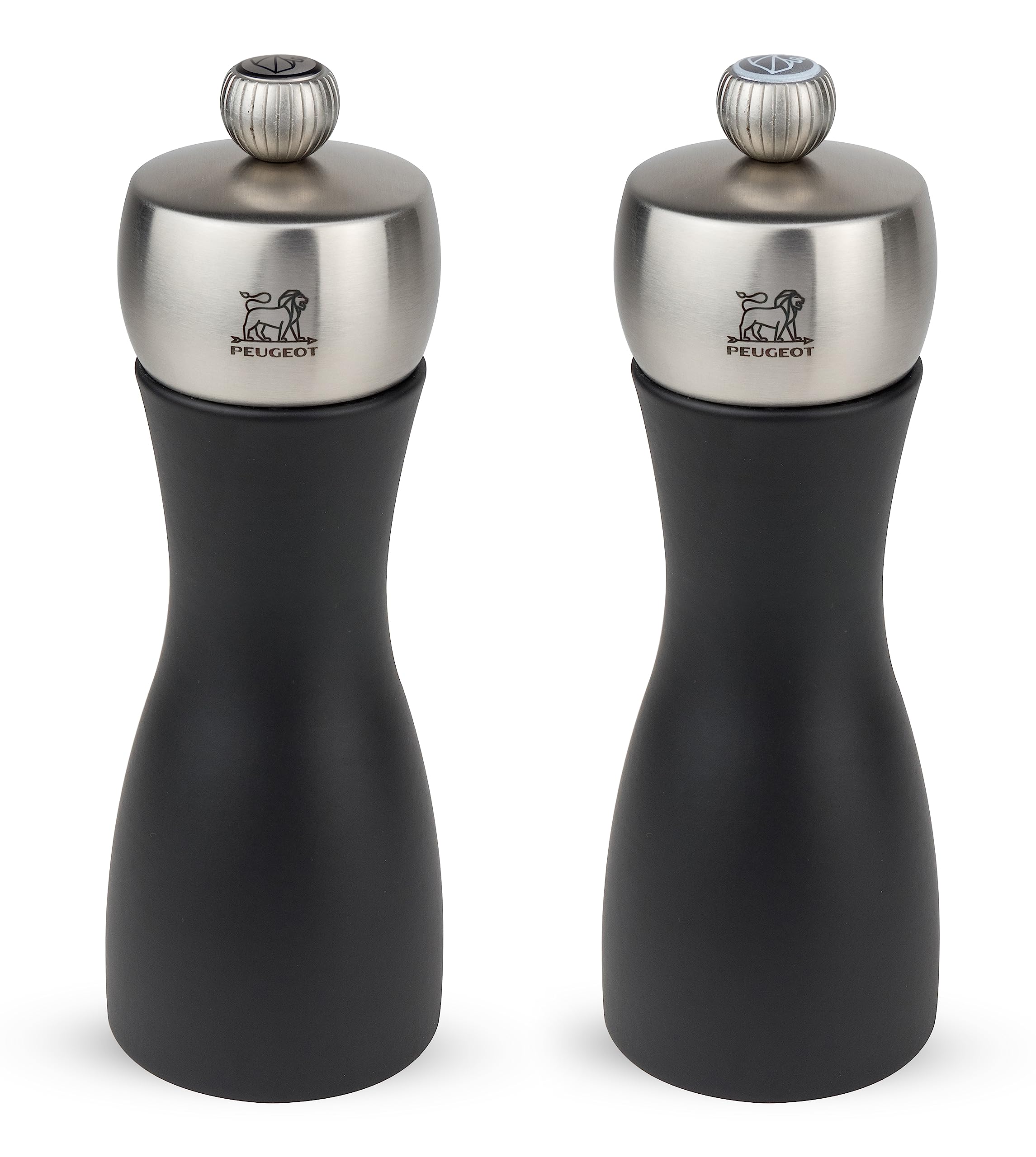 Peugeot - Fidji Salt and Pepper Mill Set - Beechwood and Stainless Steel, Matt Black, 15 cm