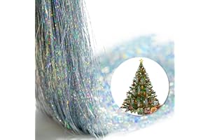 Sfcddtlg 6000 Strands Christmas Icicles Tinsel- Laser Silver Christmas Tree Tinsel Foil Fringe Icicles- Christmas Tree Iridescent Tinsel for Christmas Birthday Wedding Party Hanging Decoration