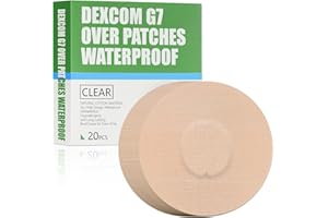 GLUCOMART 20 Pack,Over Patches Waterproof for Dexcom g7,CGM Sensor Patches| Non-Glue Central, Full Coverage, Latex-Free, Hypoallergenic & Breathable | Easy to Remove Without Leaving Any Marks, TAN (3)