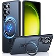 TORRAS Upgraded Magnetic Ring Stand for Samsung Galaxy S24 Ultra Case, [Fit for Magsafe], Military Grade Drop Tested Shockproof Translucent Slim Protective Phone Case for Samsung S24 Ultra Case, Black