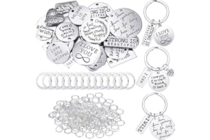 HICARER 259 Pieces Inspirational Motivational Keychains Charms Bulk Keychains Inspirational Words Charms with Open Jump Rings Key Rings for Various DIY Necklaces, Bracelets