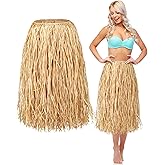 Giegxin Natural Raffia Grass Skirts Tropical Luau Hula Skirt for Adults Women Men Hawaiian Party Costume Beach