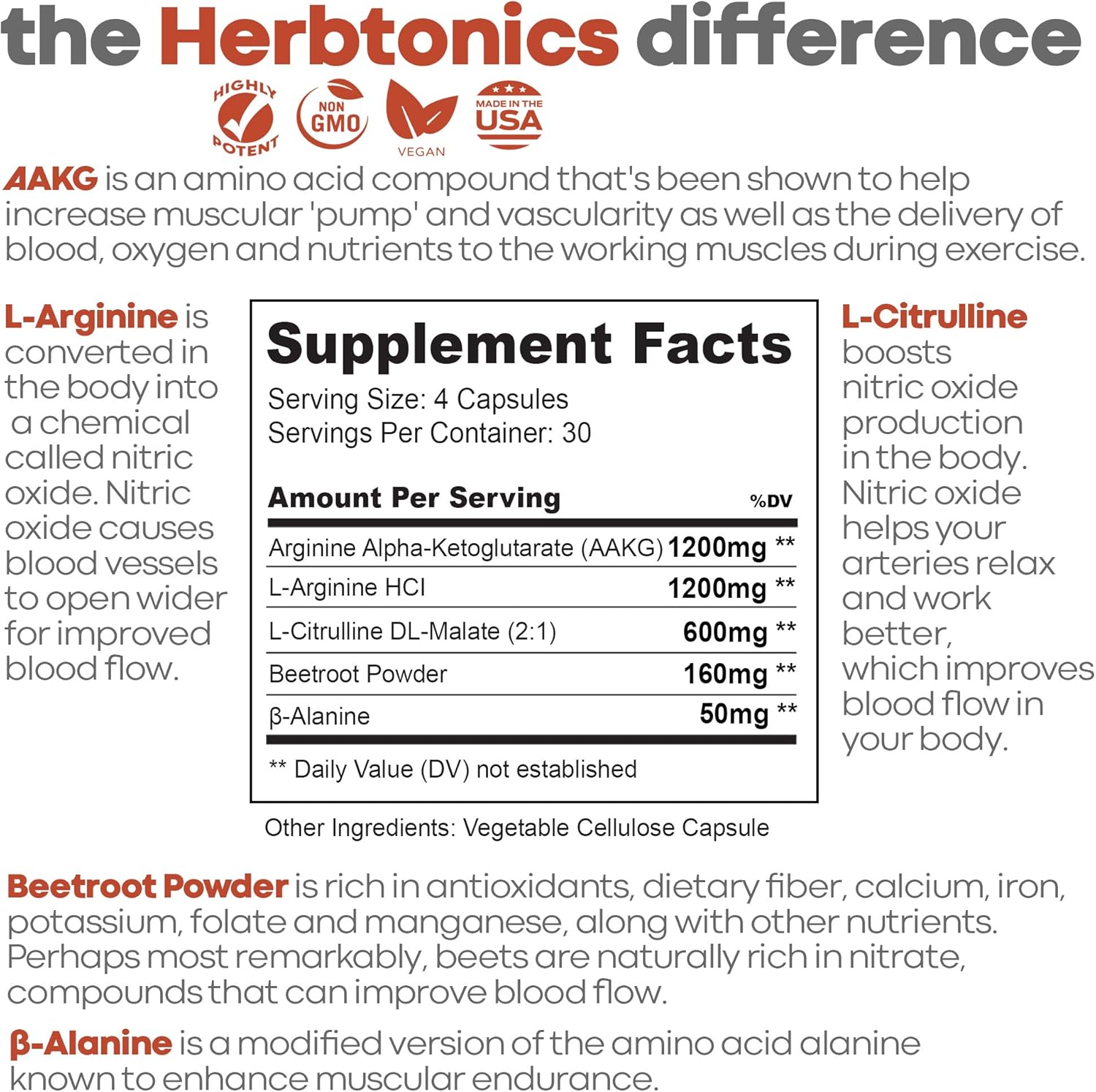 High Strength Nitric Oxide Booster Supplement with L Arginine, L-Citrulline, Malate, AAKG - Powerful NO for Muscle Growth, Strength, Vascularity, Energy & Blood Flow: Health & Personal Care