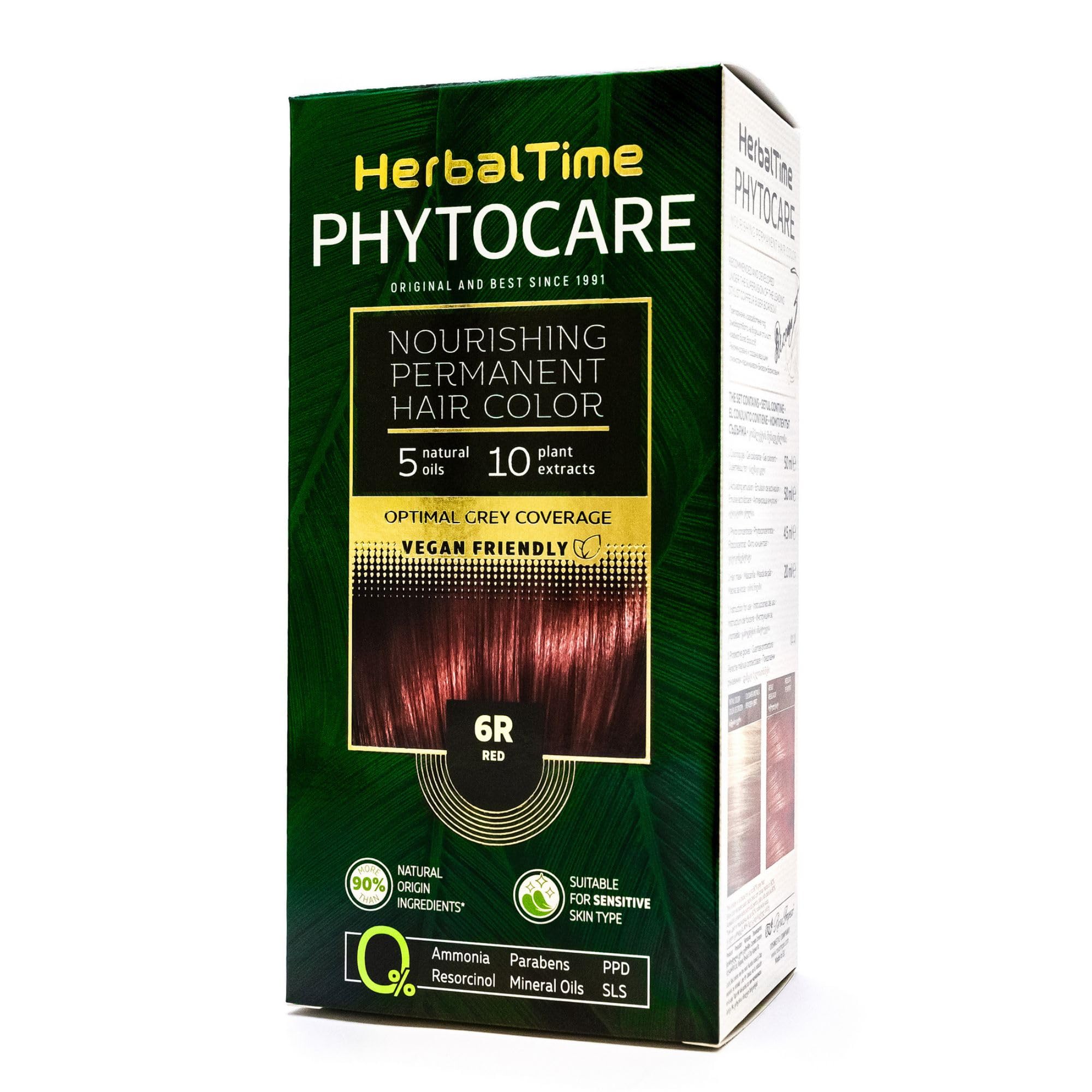 Herbal Time Phytocare Permanent Hair Dye Color Red 6R | Professional Natural Hair Dye Kit | Nourish and Protect Your Hair | Ammonia, PPD and SLS Free | 124.5 ml