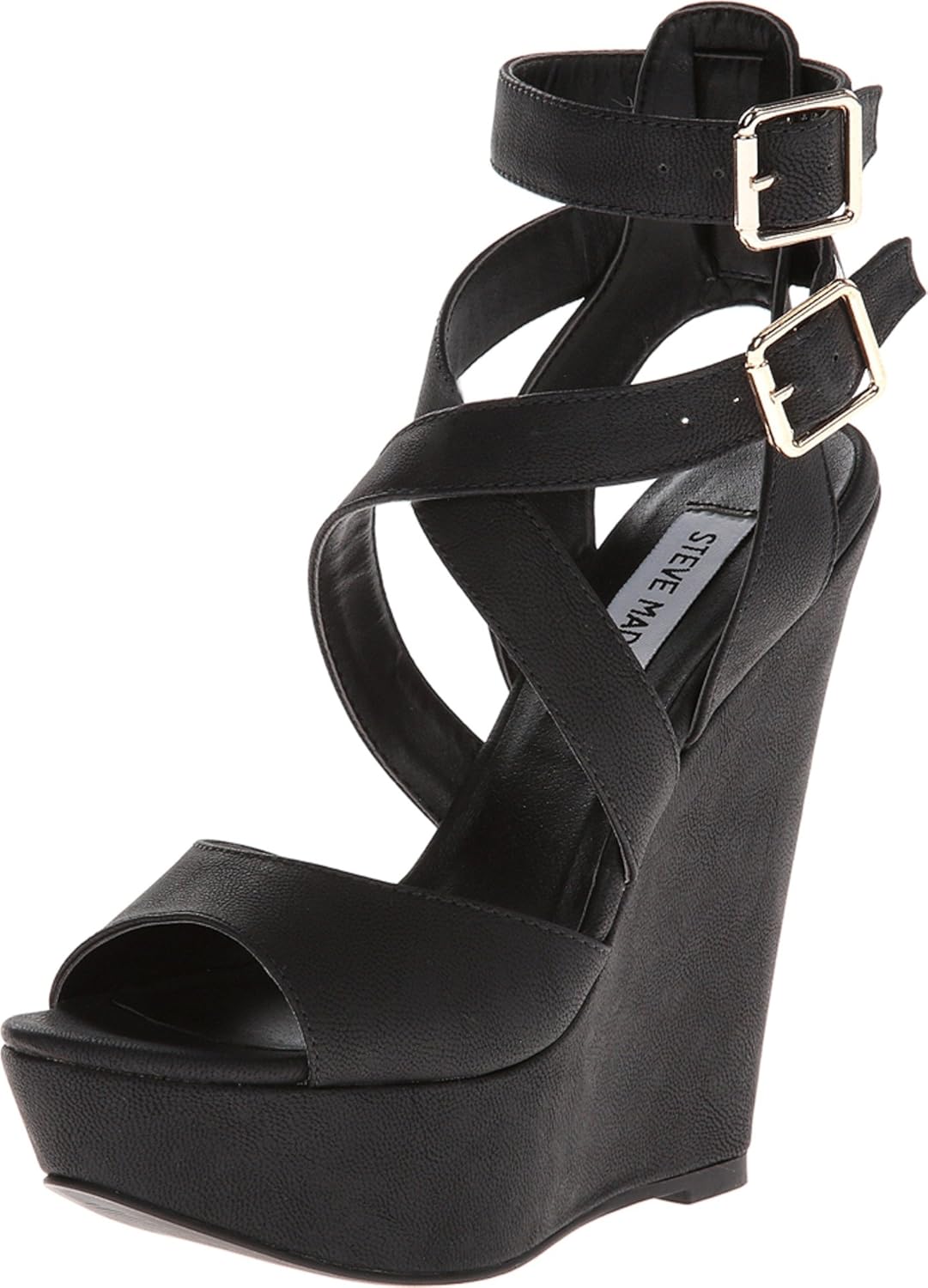steve madden black wedges