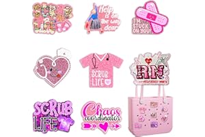 NiNiMay Bling Bag Charms for Bogg Bag，Cute Acrylic Nurse Life Charms for Bogg Accessories，Compatible with Simply Southern Beach Tote，for Nursing Student Women