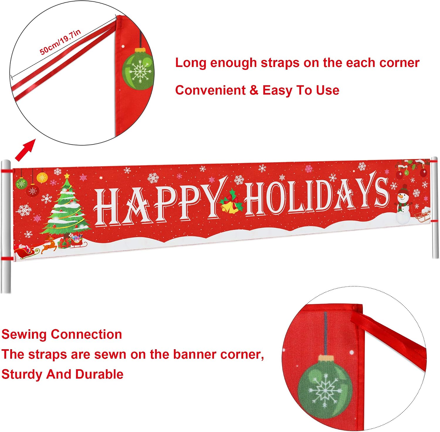 Amazon Com Large Happy Holidays Banner Outdoor Red Christmas