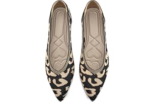 HARENCE Women's Flats Ballet Shoes: Comfortable Pointed Toe Soft Knit Flat Casual Slip On Work Dress Shoes for Walking Wedding Dating