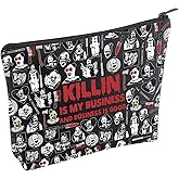 KUIYAI Clown Movie Merchandise Inspired Makeup Bag Killer Clown Cosmetic Bag Horror Movie Lover Gift Scary Clown Character Gift (KillinMupBlk)