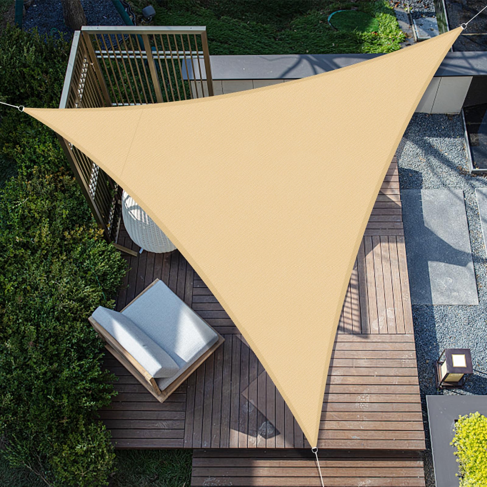SUNNY GUARD Sun Shade Sail Triangle 3.6x3.6x3.6m Waterproof UV Block for Garden Outdoor Patio - Sand