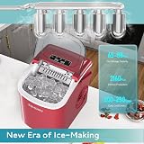 EUHOMY Countertop Ice Maker 9 Cubes in 6 Mins 2 Size Ice Red 12kg/24h view 4
