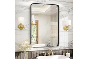 Fabuday Bathroom Mirror Over Sink - 22x30 Inch Black Matte Frame Rectangle Mirror, Bathroom Vanity Matal Framed Mirror for Wall