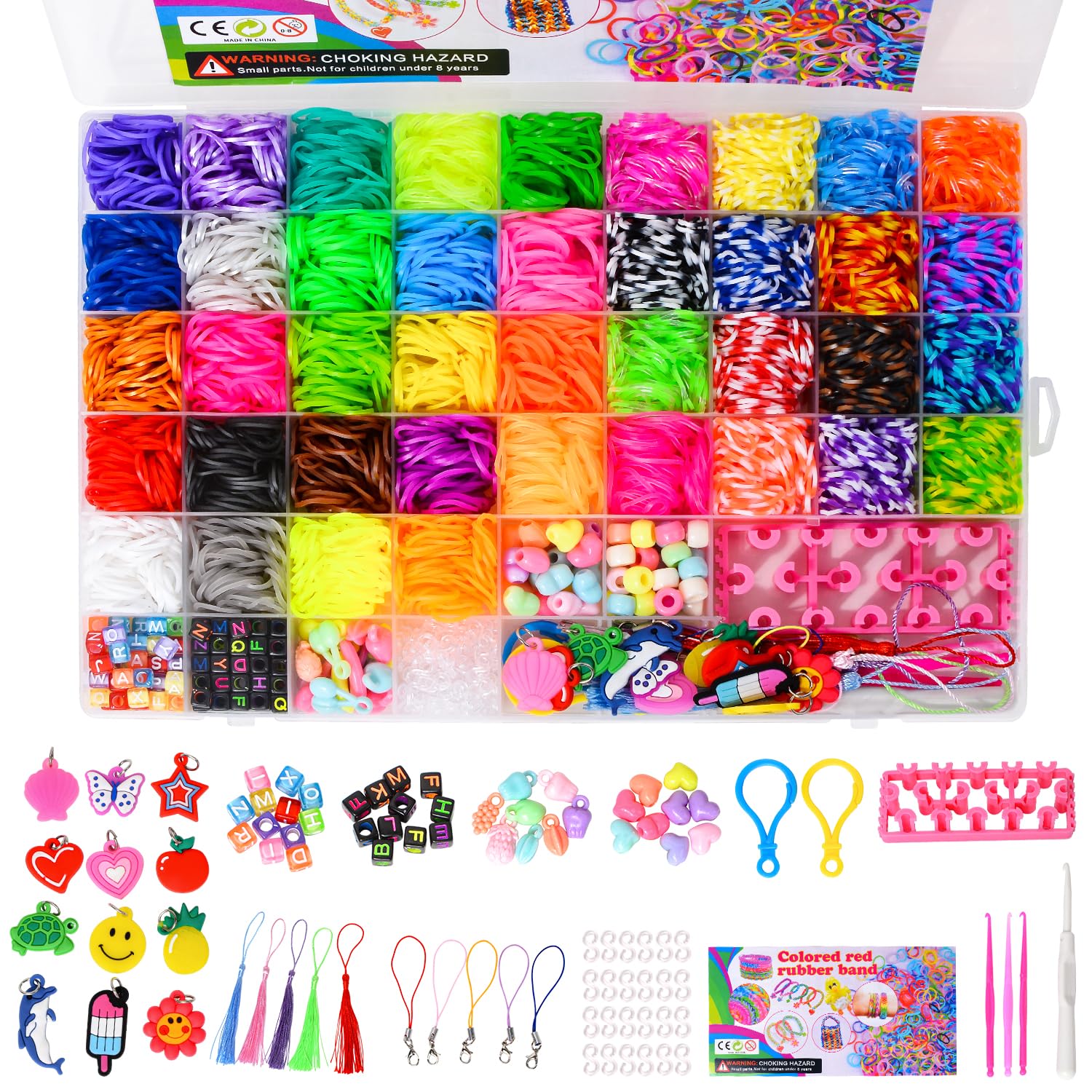 LKTINGOV 2500+Colorfur Loom Rubber Bands Set,Color Rubber Bands for Bracelet Making Kit DIY Band Bracelet Mega Refill Kit Girls Gift to Improve Imagination,X-mas Birthday Gift for Kids