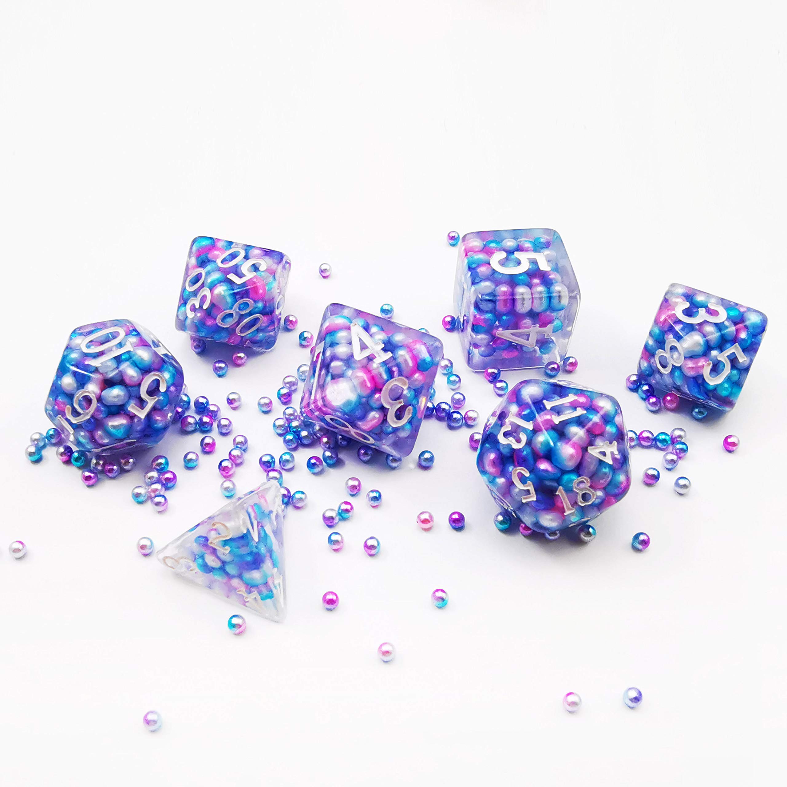 Bescon Peacock Pearl Polyhedral Dice Set, Pearl Poly RPG Dice set of 7 — image 1