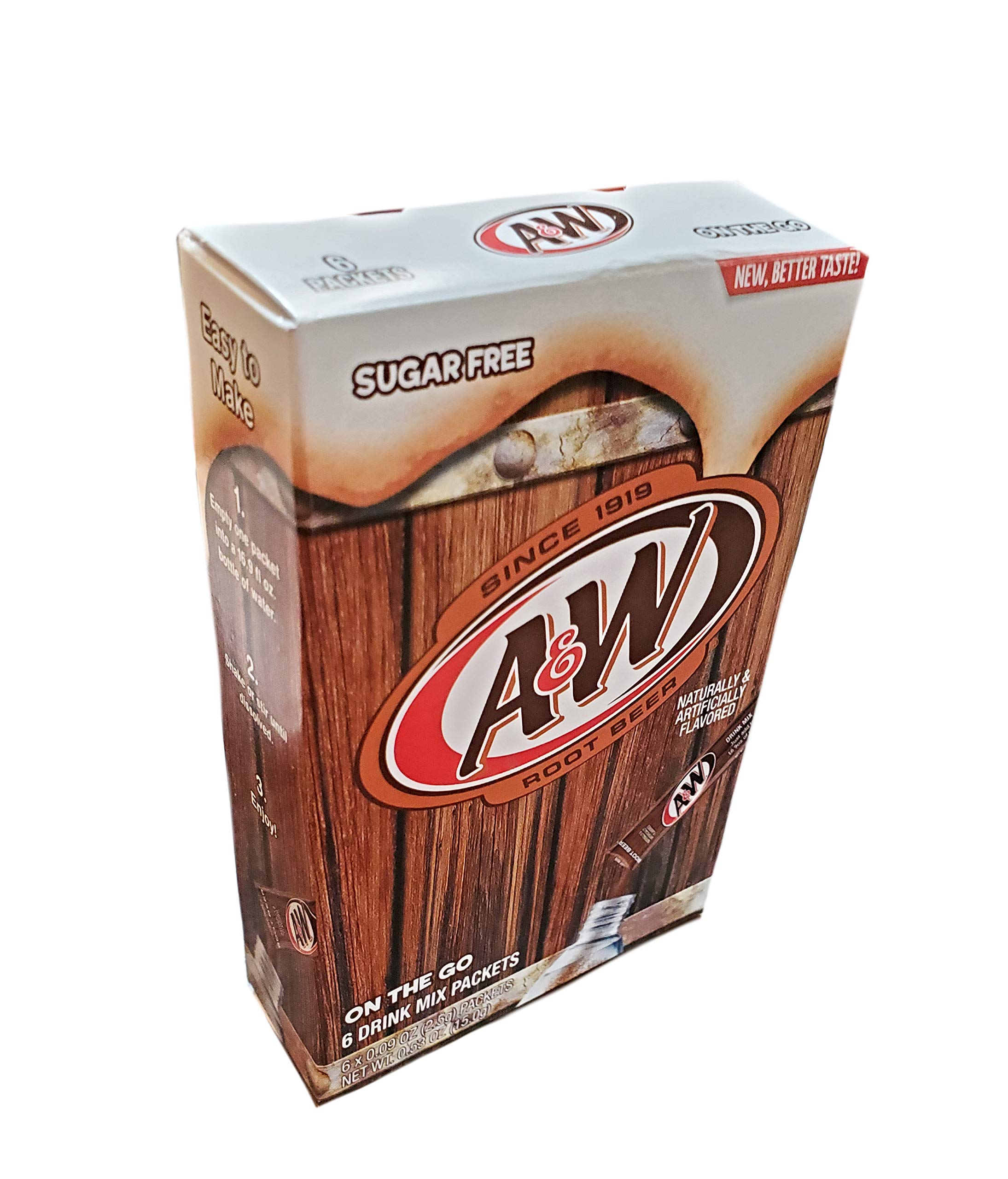 A&W Root Beer Singles To Go Drink Mix – 6 Boxes (Total 36 Packets) Sugar Free