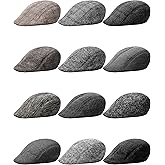 Newcotte Newsboy Cap for Men Classic Herringbone Tweed Flat Cap Irish Beret Hat for Cabbie Driving Hunting