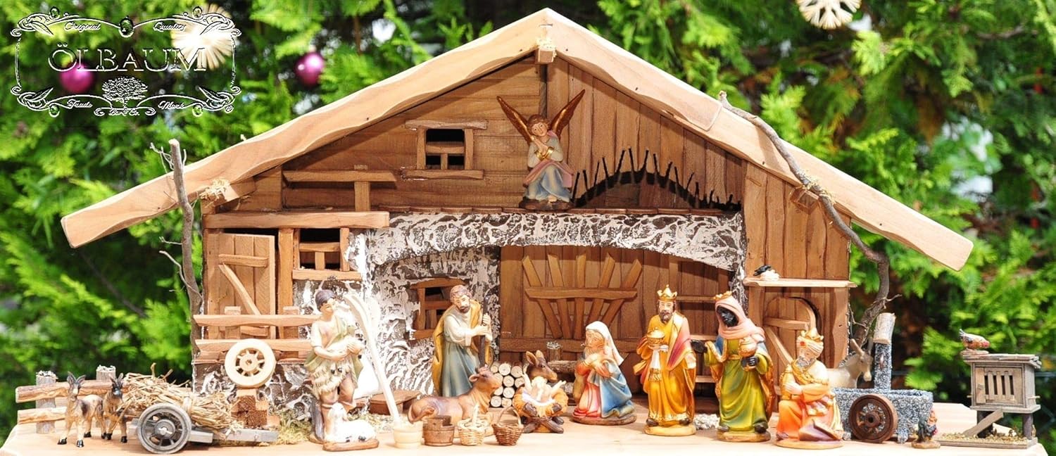 Amazon.de: ÖLBAUM-Krippe K60-MF-SKR-T2L XL große Weihnachtskrippe, mit 