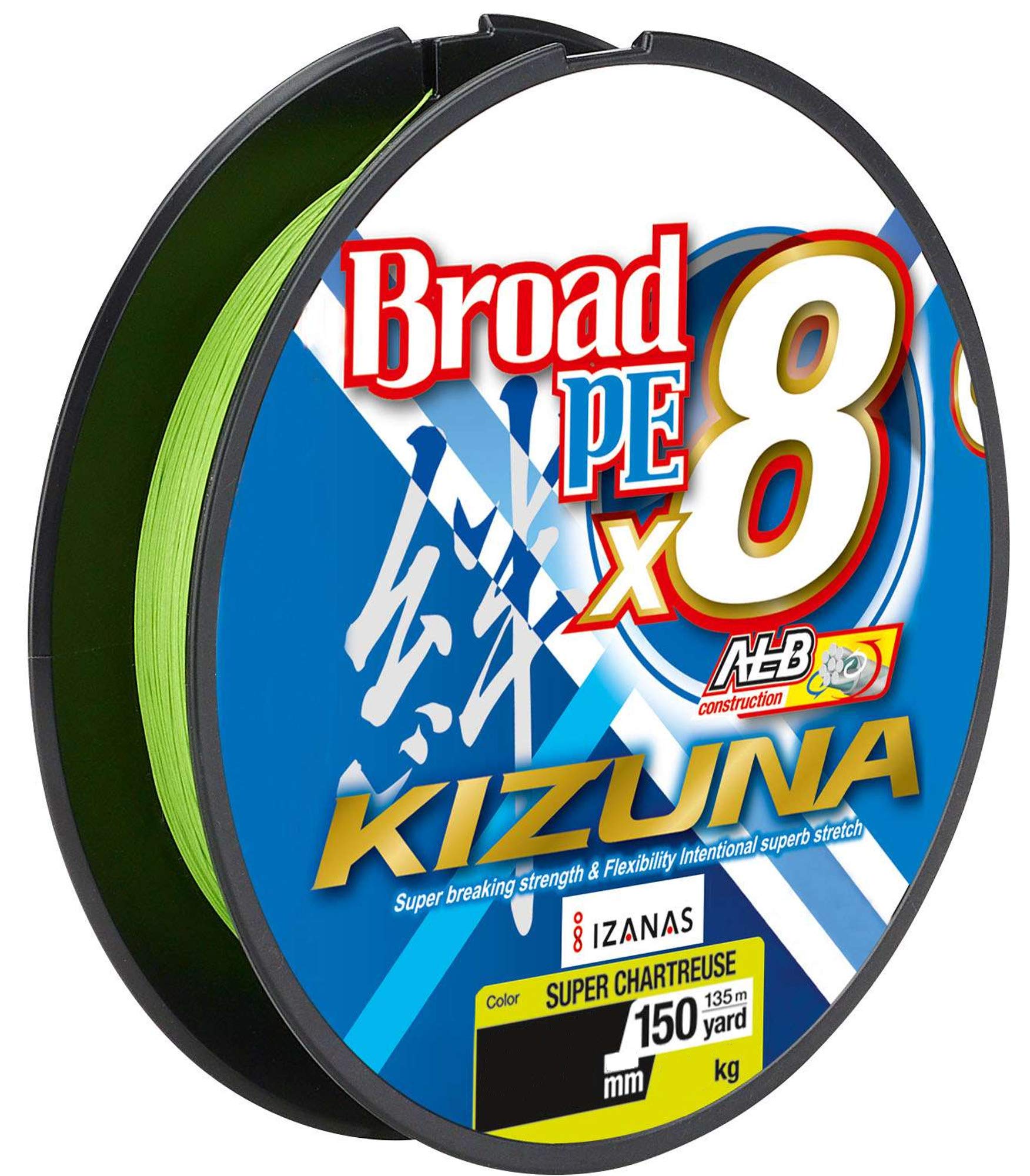 Owner Kizuna 8braid 135 m Braided Line for Spin Fishing, Chartreuse, 0.17mm / 8.4kg