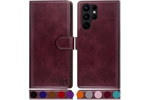 SUANPOT for Samsung Galaxy S24 Ultra Wallet case with RFID Blocking Credit Card Holder,Flip Book PU Leather Protective Cover Women Men for Samsung S24Ultra Phone case Wine Red