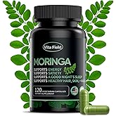 Vita Field Moringa Capsules - Pure Moringa Leaf Powder 12000mg | 3-Month Supply | Third-Party Tested, Non-GMO, Gluten-Free | Supports Natural Energy & Vitality for Seniors