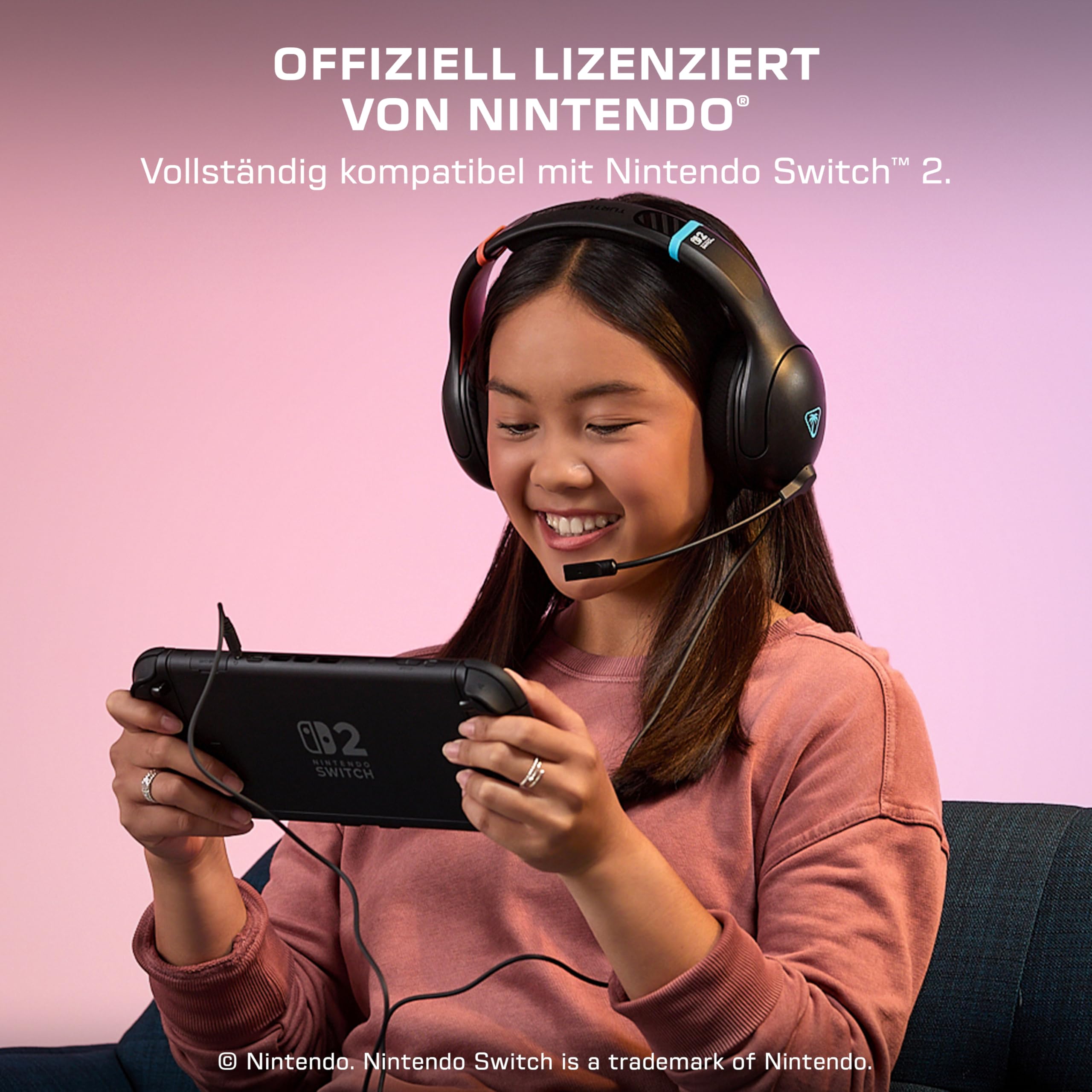 Turtle Beach Airlite Fit Wired Gaming Headset Offiziell Lizenziert für Nintendo Switch 2, 1, und OLED, Anthrazitschwarz 2
