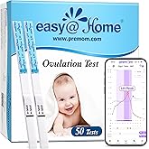 Easy@Home Ovulation Test Strips (50-Pack), FSA Eligible Ovulation Predictor Kit, Powered by Premom Ovulation Calculator iOS and Android APP, 50 LH Tests