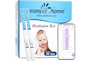 Easy@Home Ovulation Test Strips (50-Pack), FSA Eligible Ovulation Predictor Kit, Powered by Premom Ovulation Calculator iOS and Android APP, 50 LH Tests
