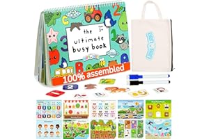 BenBen Busy Book for Toddlers, 30 Pages, Pre-Assembled, Preschool Learning Activities, Montessori Toys for Ages 3 and Up, Autism Sensory Toys, Kids Educational Activity Book, Birthday Gift