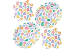 ZVK Easter Paper Plates and Napkins Set Disposable Party Supplies 9" Party Dinner Plates, 13" Party Napkins Easter Egg Paper Dinnerware Set Serve 30 for Easter Table Decorations