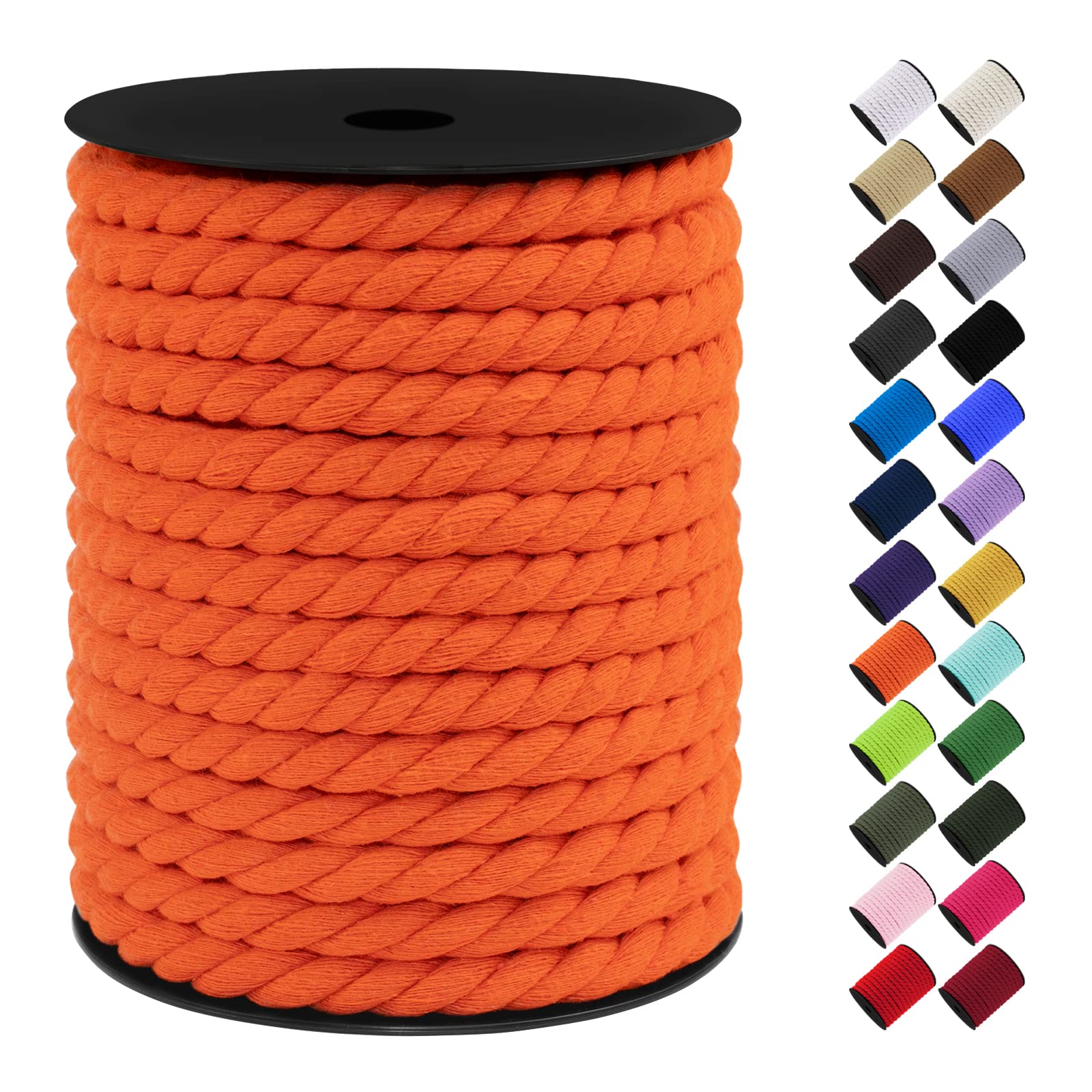 LEREATI 10mm Macrame Cord, 75 Feet Thick Macrame Rope Yarn Natural Cotton Cord Macrame String, Soft Craft Rope for Wall Hanging, Plant Hangers, Garden, DIY Crafting Decoration (Orange)