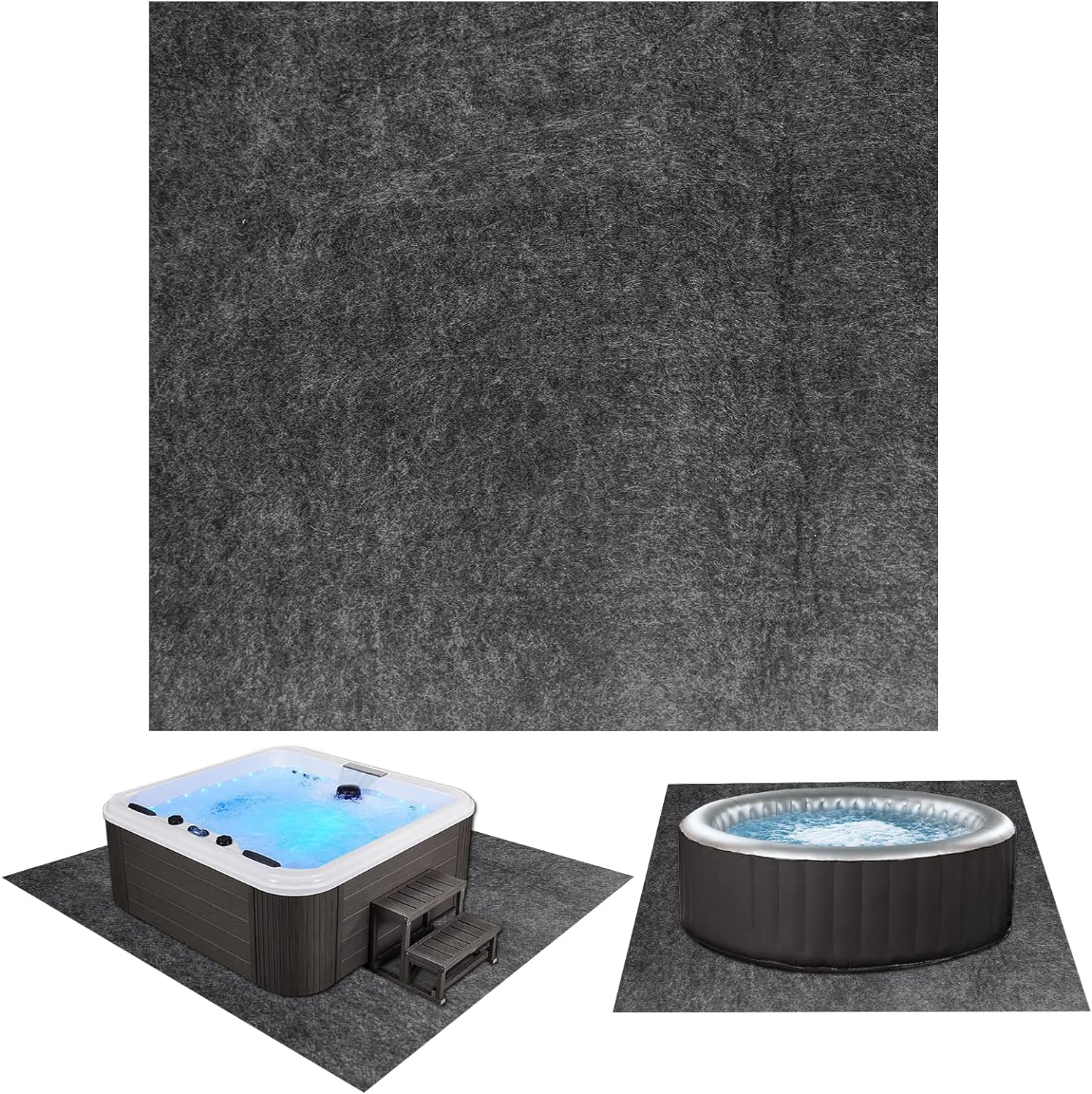 188 x183cm Hot Tub Mat,Large Inflatable Hot Tubs Floor Pad, Anti-Slip Waterproof Spa Pool Ground Protection,Hot Tub Flooring Protector,Protect The Hot Tubs from Wear, Suitable for Outdoor Indoor