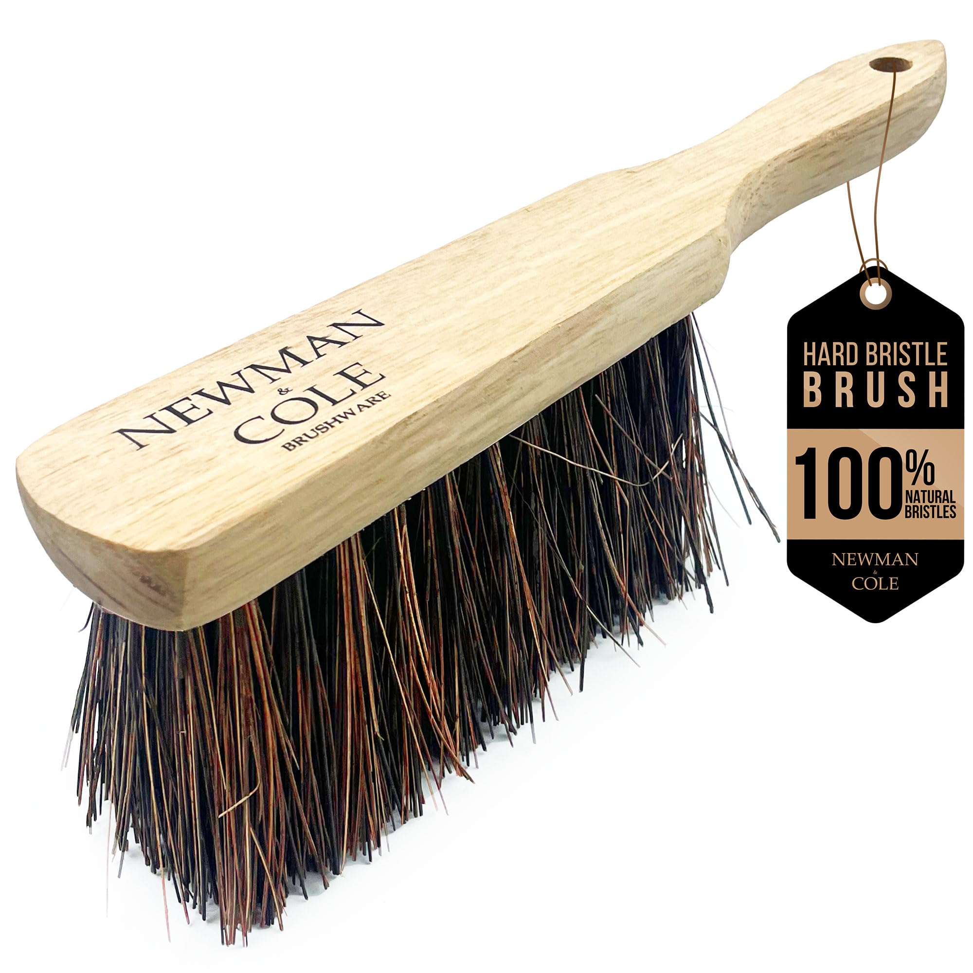 Newman and Cole Natural Wooden Hand Brushes - Choose from Hard Stiff Bristle Brush or Soft Brush with Natural or Synthetic Bristles (1 x Bassine Stiff Hand Brush)