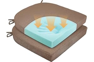 Fijinhom Chair Cushions for Dining Chairs Memory Foam Chair Pads with Ties and Removable Cover, Non Slip Seat Cushions for Kitchen Chairs, U-Shape Seat Pads,16" x 16" x 2", Set of 2