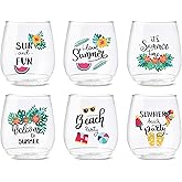 TOSSWARE POP 14oz Vino Summer Sips 1 Series, SET OF 6, Premium Quality, Recyclable, Unbreakable & Crystal Clear Plastic Wine Glasses