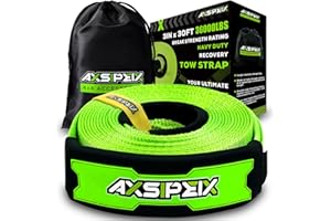 AXSIPEIX Heavy Duty Recovery Tow Strap 3 in x 30ft (36,000 lbs), Heavy Duty Reinforced Draw String, Storage Bag are Included, Triple Reinforced Loop Straps, Truck, SUV, ATV Off Road Accessories
