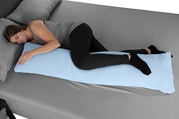 Lavish Home Memory Foam Body Pillow- for Side Sleepers, Back Pain, Pregnant Women, Aching Legs and Knees, Hypoallergenic Zippered Protector (Blue)