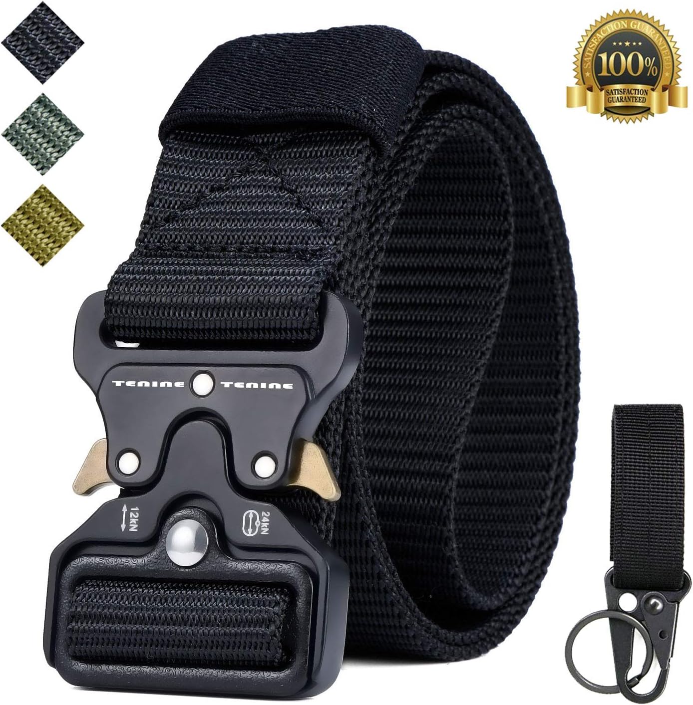 TENINE Cobra Buckle Belt, 1.5 Inch Tactical Heavy Duty Belt Nylon Military Style Belt with Quick-Release Metal Cobra Buckle for EDC Molle Equipment