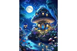 igoodom Mushroom Diamond Painting Kits, Mushroom Diamond Art for Adults, Round Gem Art Kits for Adult DIY Crafts Kits Gift Home Wall Decor Gifts 12x16inch