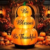 WinnerWhy 6ft Fall Stacked Pumpkin Inflatable Outdoor Decoration with LED | Thanksgiving Pumpkins Blow up Be Blessed Thanksgiving Inflatable Outdoor for Harvest Fall Garden Lawn Yard Decor