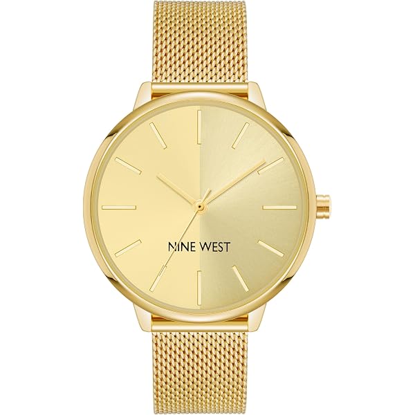 Nine West Women\'s Gold Analog Japanese Quartz Adjustable Mesh Bracelet Watch Amazon.com: Nine West Women main image 2