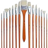 ARTIFY 15 Pieces Natural Chungking Bristle Oil Paint Brush Set, Nature Series, Long Handle, Perfect for Oil and Acrylic Paint