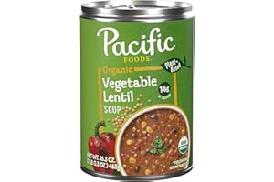 Pacific Foods Organic Vegetable Lentil Soup, Plant Based, 16.3 oz Can
