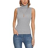 ROW 8 ROW Sleeveless Turtleneck Tops for Women Ribbed Slim Fit Knit Tank Top High Neck Sweater Vest