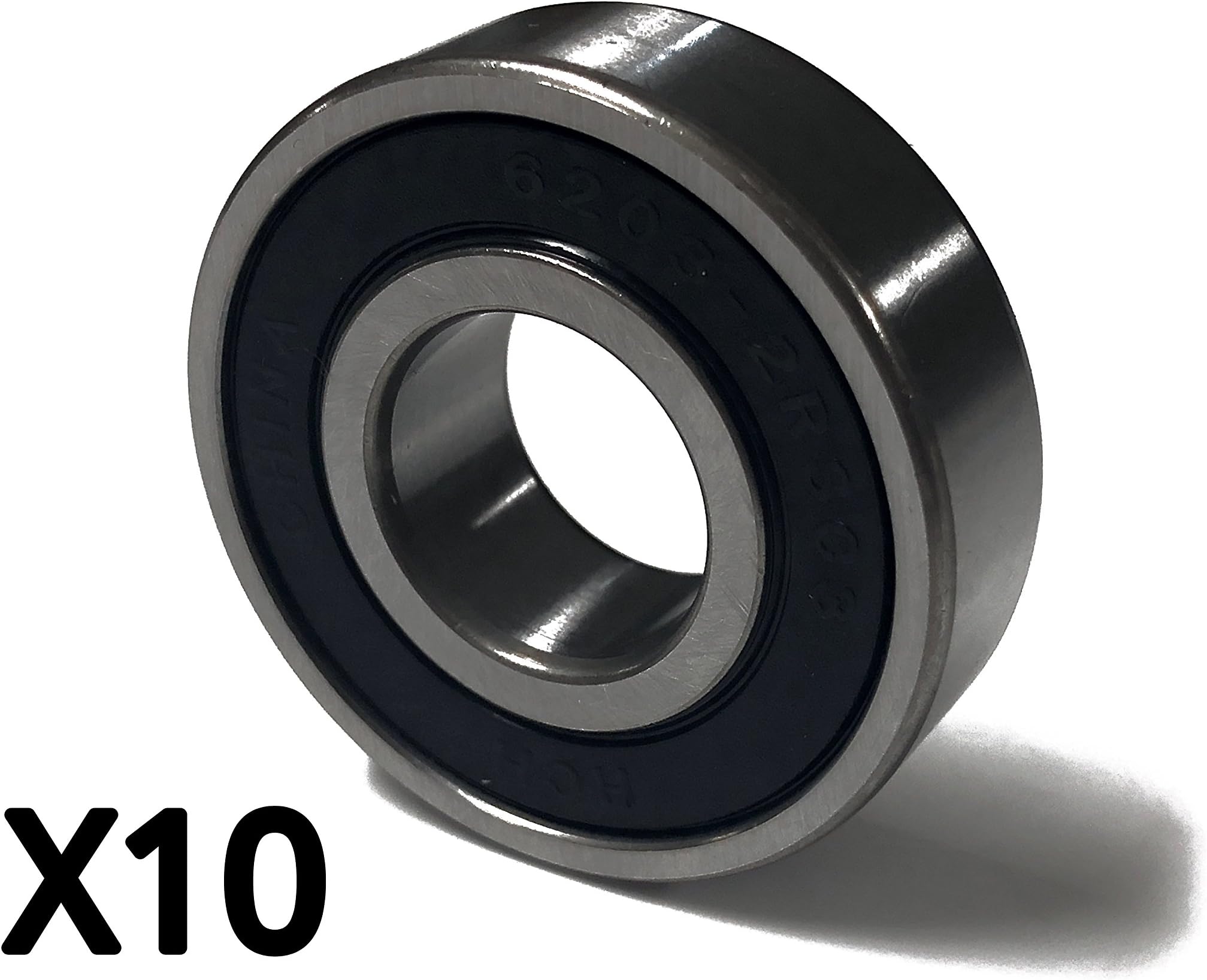 Premium 6203 2RS Ball & Roller Bearings, 10 Pack, Bulk