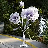 ZEYEXE Giant Artificial Flower Decor,Oversized Gradient Organza Flower with Bendable Stem,DIY Shape Fake Flower Sculpture with Heavy Base for Wedding,Event,Party & Photo Backdrop,Store Display(purple)