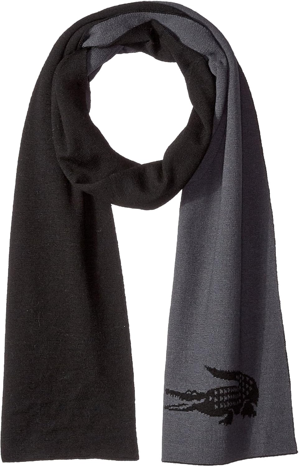 Lacoste Men's Men's Large Contrast Croc Jacquard Wool Scarf, black