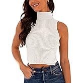Amarmia Women's Mock Neck Knit Sweater Vest Sleeveless Crossback Crop Tops Cute Sexy Ribbed Pullover Tank Tops